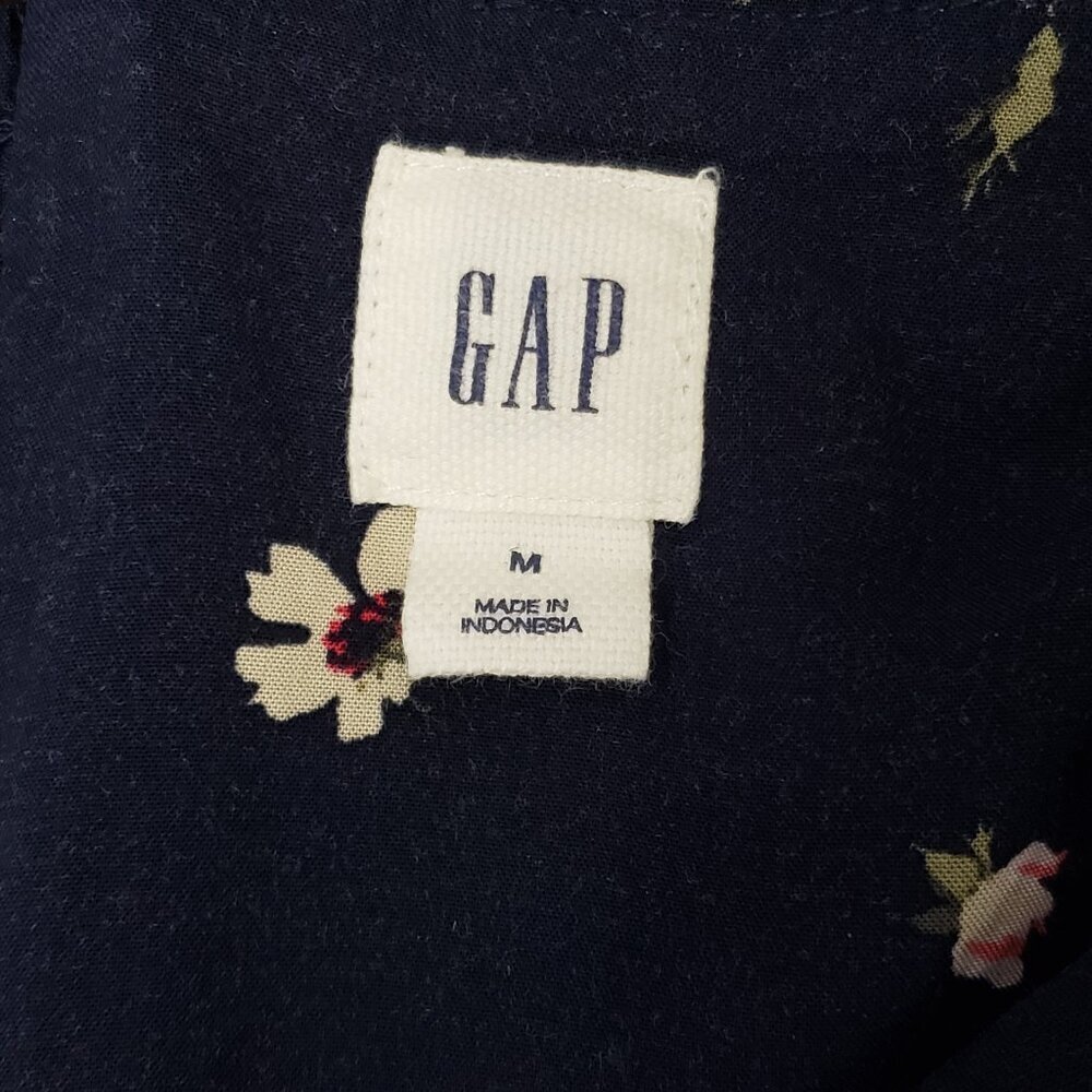 GAP Womens Sleeveless Navy Floral V Neck Knee Length Dress Medium - Picture 6 of 8
